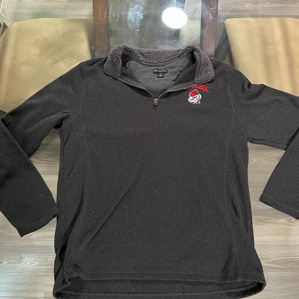 Georgia Bulldogs Champion Black Zip Up Sweater with Red Logo